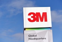 FILE PHOTO: The 3M logo is seen at its global headquarters in Maplewood, Minnesota, U.S. on March 4, 2020. REUTERS/Nicholas Pfosi/File Photo