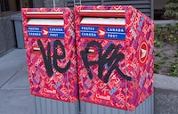 Canada Post says a spike in vandalism has put many of its Toronto mailboxes out of commission. A vandalized Canada Post mailbox is seen Tuesday, May 31, 2016 in Montreal. THE CANADIAN PRESS/Paul Chiasson