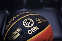 Official game ball of the Canadian Elite Basketball League sits courtside ahead of CEBL game action between the Scarborough Shooting Stars and Guelph Nighthawks in Guelph, Ont., on Thursday, May 26, 2022. The Canadian Elite Basketball League says it is expanding to Winnipeg for the 2023 season. THE CANADIAN PRESS/Nick Iwanyshyn