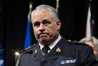 RCMP Commissioner Mike Duheme speaks during a news conference at the National Summit on Combatting Auto Theft, in Ottawa, Thursday, Feb. 8, 2024. THE CANADIAN PRESS/Adrian Wyld