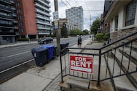 A for rent sign outside a home in Toronto on Tuesday July 12, 2022. A report by real estate market research firm Urbanation Inc. says rents in the Greater Toronto Area are rising fast, echoing the latest numbers from online rental platforms about other major Canadian cities.THE CANADIAN PRESS/Cole Burston
