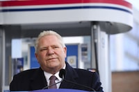 Ontario Premier Doug Ford makes an announcement and answers questions at a press conference in Mississauga, Ont., Tuesday, February 13, 2024. THE CANADIAN PRESS/Christopher Katsarov