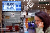 A board displaying the exchange rate for Mexican Peso and U.S. Dollar is pictured at a Mifel Bank branch in Mexico City, Mexico May 31, 2019.