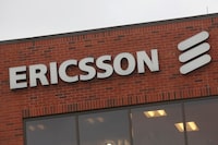 FILE PHOTO: A logo of Ericsson is seen outside the company's office in Kanata, Ontario, Canada April 17, 2023. REUTERS/Lars Hagberg/File Photo