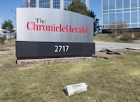 The Chronicle Herald sign is seen in Halifax on Thursday, April 13, 2017. A Nova Scotia judge has approved a process aimed at finding buyers or investors willing to bid on The Haliax Herald Ltd. and SaltWire Network Inc., the two Halifax-based companies that operate Atlantic Canada's largest media company. THE CANADIAN PRESS/Andrew Vaughan