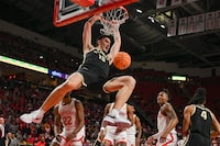 Jan 2, 2024; College Park, Maryland, USA; Purdue Boilermakers center Zach Edey (15) dunks during the first half against the Maryland Terrapins at Xfinity Center. Mandatory Credit: Tommy Gilligan-USA TODAY Sports