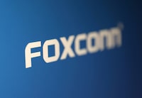 FILE PHOTO: Foxconn logo is seen in this illustration taken, May 2, 2023. REUTERS/Dado Ruvic/Illustration/File Photo