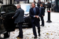 Former British Prime Minister David Cameron walks outside 10 Downing Street in London, Britain November 13, 2023. REUTERS/Suzanne Plunkett