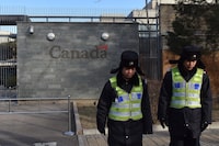 The Canadian flag flies above the Canadian embassy in Beijing on January 15, 2019. - A Chinese court sentenced a Canadian man to death on drug trafficking charges on January 14 after his previous 15-year prison sentence was deemed too lenient, deepening a diplomatic rift as Canadian premier Justin Trudeau accused Beijing of "arbitrarily" using capital punishment. (Photo by GREG BAKER / AFP)GREG BAKER/AFP/Getty Images