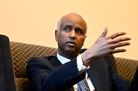Minister of International Development Ahmed Hussen participates in an interview on Parliament Hill in Ottawa, on Friday, March 22, 2024. THE CANADIAN PRESS/Justin Tang