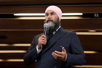 New Democratic Party leader Jagmeet Singh speaks to members of caucus during a retreat, Wednesday, September 6, 2023 in Ottawa.  THE CANADIAN PRESS/Adrian Wyld