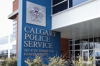 Police have laid a hate-movivated mischief charge against a Calgary man who they allege placed white supremacist stickers in a public locker room. Calgary Police Service headquarters in Calgary on Monday, May 6, 2019. THE CANADIAN PRESS/Jeff McIntosh