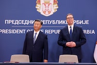 Serbian President Aleksandar Vucic meets with Chinese President Xi Jinping, as part of the Chinese president's two-day state visit, in Belgrade, Serbia, May 8, 2024. REUTERS/Zorana Jevtic
