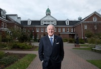 Former Prime Minister Brian Mulroney poses in front of Xavier Hall near his former residence on the St. Francis Xavier University campus in Antigonish, N.S. on Wednesday, October 26, 2016.  Photo by Darren Calabrese / The Globe and Mail