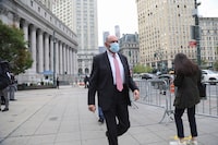 FILE — Allen Weisselberg, former chief financial officer of the Trump Organization, arrives for former President Donald Trump’s civil fraud trial at the State Supreme Court building in Manhattan, Tuesday, Oct. 10, 2023. The Trump Organization’s ex-finance chief is negotiating a possible perjury plea. Justice Arthur Engoron is considering how that should affect the former president’s punishment. (Jefferson Siegel/The New York Times)