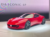 The Mazda Iconic SP concept sports car on display after being revealed at the 2023 Japan Mobility Show in Tokyo.
