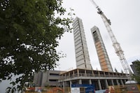 A new building is being built at the University of British Columbia campus in Vancouver, B.C., Monday, June, 13, 2016. The province is making building-code changes allowing for the use of mass timber in buildings up to 18 storeys, an increase from the previous 12-storey limit. THE CANADIAN PRESS/Jonathan Hayward