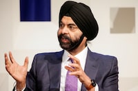 FILE PHOTO: Mastercard President and CEO Ajay Banga speaks to attendees during the Department of Homeland Security's Cybersecurity Summit in Manhattan, New York, U.S., July 31, 2018.  REUTERS/Eduardo Munoz/File Photo