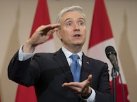 Innovation, Science and Industry Minister Francois-Philippe Champagne gestures as he responds to a question during a media availability, Tuesday, May 16, 2023 in Seoul, South Korea. THE CANADIAN PRESS/Adrian Wyld