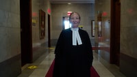 WITHOUT PRECEDENT: THE SUPREME LIFE OF ROSALIE ABELLA (Documentary). Rosalie Abella strides down the hallways of the Supreme Court of Canada during her final days on the bench. Courtesy of Melbar Entertainment Group