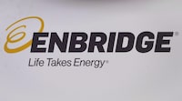 Enbridge Gas is taking the Ontario Energy Board to court over a decision the utility said would increase costs for consumers, but which environmental groups have applauded as encouraging less reliance on natural gas. The Enbridge logo is shown at the company's annual meeting in Calgary on May 9, 2018. THE CANADIAN PRESS/Jeff McIntosh
