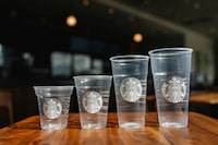 This photo provided by Starbucks shows a new version of the company's cold cup which is said to be made with up to 20% less plastic. The introduction of the cups will be announced on Thursday, April 18, 2024. (Starbucks via AP)