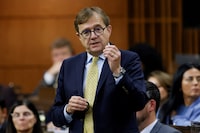 FILE PHOTO: Canada's Minister of Energy and Natural Resources Jonathan Wilkinson speaks during Question Period in the House of Commons, on Parliament Hill in Ottawa, Ontario, Canada September 19, 2023. REUTERS/Blair Gable/File Photo