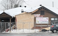 The scene outside a daycare centre in Laval, Que., Thursday, Feb. 9, 2023, where a bus crashed into the building, killing two children. A Montreal psychiatric hospital has completed its evaluation of the mental state of a man accused of killing two young children by driving a city bus into a daycare. THE CANADIAN PRESS/Graham Hughes