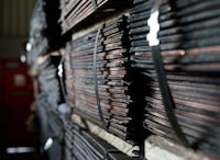 Raw copper from Zambia awaits export in a warehouse at Newlyn Terminal at Bayhead at the port in Durban, South Africa, April 4, 2024.