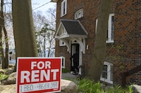 Rental signs are seen in Toronto, Ont.,, on Thursday April 20, 2023. (Christopher Katsarov/The Globe and Mail)