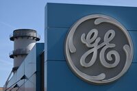 (FILES) The logo of US giant General Electric is pictured on the Belfort plant, eastern France, on March 29, 2021. The General Electric (GE) site in Belfort was the target of a new search on August 29, 2023, eight months after initial investigations at the American industrial giant, which is under investigation for aggravated tax fraud, according to management. (Photo by SEBASTIEN BOZON / AFP) (Photo by SEBASTIEN BOZON/AFP via Getty Images)
