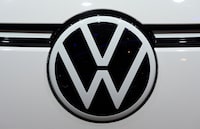 FILE PHOTO: The logo of carmaker Volkswagen Commercial Vehicles is pictured at the IAA Transportation fair, which will open its doors to the public on September 20, 2022, in Hanover, Germany, September 19, 2022. REUTERS/Fabian Bimmer/File Photo