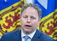 Nova Scotia Finance Minister Allan MacMaster releases details about the 2022-23 provincial budget in Halifax on Tuesday, March 29, 2022. THE CANADIAN PRESS/Andrew Vaughan