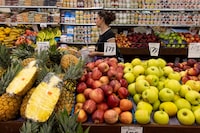 The prices of produce in a local store in Kensington Market, Toronto, photographed on May 31, 2023 
(Ammar Bowaihl/The Globe and Mail)