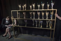 Organizers say next year's Canadian Screen Awards will drop categories for male and female performers in favour of unspecified acting categories "to better represent the country's diverse community of talent." A rack of trophies are seen backstage at the 2017 Canadian Screen Awards in Toronto on Sunday, March 12, 2017.  THE CANADIAN PRESS/Chris Young