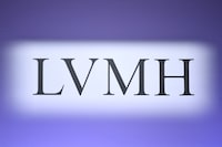 This photograph taken on January 25, 2024 shows the logo of World's top luxury group LVMH during presentation of its 2023 annual results in Paris, on January 25, 2024. LVMH announced record sales for 2023, totalling 86,2 billion euros, resulting in 15,2 billion euros in profit. (Photo by STEPHANE DE SAKUTIN / AFP) (Photo by STEPHANE DE SAKUTIN/AFP via Getty Images)
