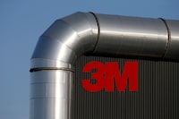 FILE PHOTO: The logo of 3M is seen at the 3M Tilloy plant in Tilloy-Lez-Cambrai, France, August 18, 2019. REUTERS/Pascal Rossignol/File Photo