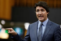 FILE PHOTO: Canada's Prime Minister Justin Trudeau speaks during Question Period in the House of Commons on Parliament Hill in Ottawa, Ontario, Canada April 19, 2023. REUTERS/Blair Gable/File Photo