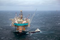 FILE - In this Feb. 16, 2016 file photo, a view of a supply ship at the Edvard Grieg oil field, in the North Sea. Norway has given the green light to 19 oil and gas projects on the Norwegian continental shelf, saying the total investments are worth over 200 billion kroner ($19 billion). Terje Aasland, Norway’s minister for petroleum and energy said they “are also an important contribution to Europe’s energy security.”  (Hakon Mosvold Larsen, NTB Ccanpix via AP, File)
