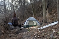 A homeless encampment is pictured in Toronto on Thursday  December 10, 2020. Toronto saw an average of 3.6 deaths per week among people experiencing homelessness last year, totalling 187 deaths in 2022 according to new city data. THE CANADIAN PRESS/Chris Young