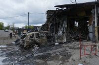 A view shows a destroyed car at a site of a Russian missile strike, amid Russia's attack on Ukraine, in Dnipro, Ukraine April 19, 2024. REUTERS/Mykola Synelnykov