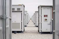 FILE - This photo shows a battery energy storage facility in Saginaw, Texas, April 25, 2023, that is owned and operated by Eolian L.P. The U.S. Department of Energy on Friday, Sept. 22, announced a $325 million investment in long-duration battery storage projects. (AP Photo/Sam Hodde, File)