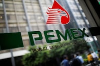 FILE PHOTO: The logo of Petroleos Mexicanos (Pemex) is pictured at the company's headquarters in Mexico City, Mexico July 26, 2023. REUTERS/Raquel Cunha//File Photo