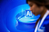 An AI (Artificial Intelligence) sign is seen at the World Artificial Intelligence Conference (WAIC) in Shanghai, China July 6, 2023. REUTERS/Aly Song