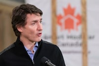 Prime Minister Justin Trudeau announces 20.7 million dollars in federal funds for new homes to be built at Smart Modular Canada in Thunder Bay, Ont., Thursday, Feb. 29, 2024. THE CANADIAN PRESS/David Jackson