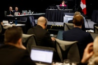 Commissioner Marie-Josee Hogue makes an opening statement as public hearings begin for an independent commission probing alleged foreign interference in Canadian elections in Ottawa, Ontario, Canada January 29, 2024.  REUTERS/Blair Gable