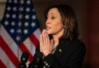 US Vice President Kamala Harris speaks at Women for Biden campaign event in Saint Paul, Minnesota, on March 14, 2024. Harris was in Minnesota to promote her "Fight for Reproductive Freedoms" tour advocating for reproductive rights and abortion access. (Photo by STEPHEN MATUREN / AFP) (Photo by STEPHEN MATUREN/AFP via Getty Images)