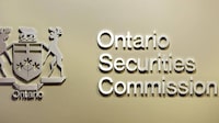 The Ontario Securities Commission sign is seen in the regulator's Toronto office.
