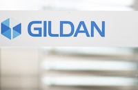 The Gildan logo is seen outside their offices in Montreal, Monday, Dec. 11, 2023. THE CANADIAN PRESS/Christinne Muschi
