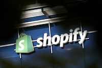 FILE PHOTO: The logo of Shopify is seen outside its headquarters in Ottawa, Ontario, Canada, September 28, 2018. REUTERS/Chris Wattie/File Photo